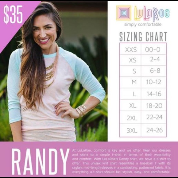 Small LuLaRoe Randy Baseball Tee - Picture 3 of 3